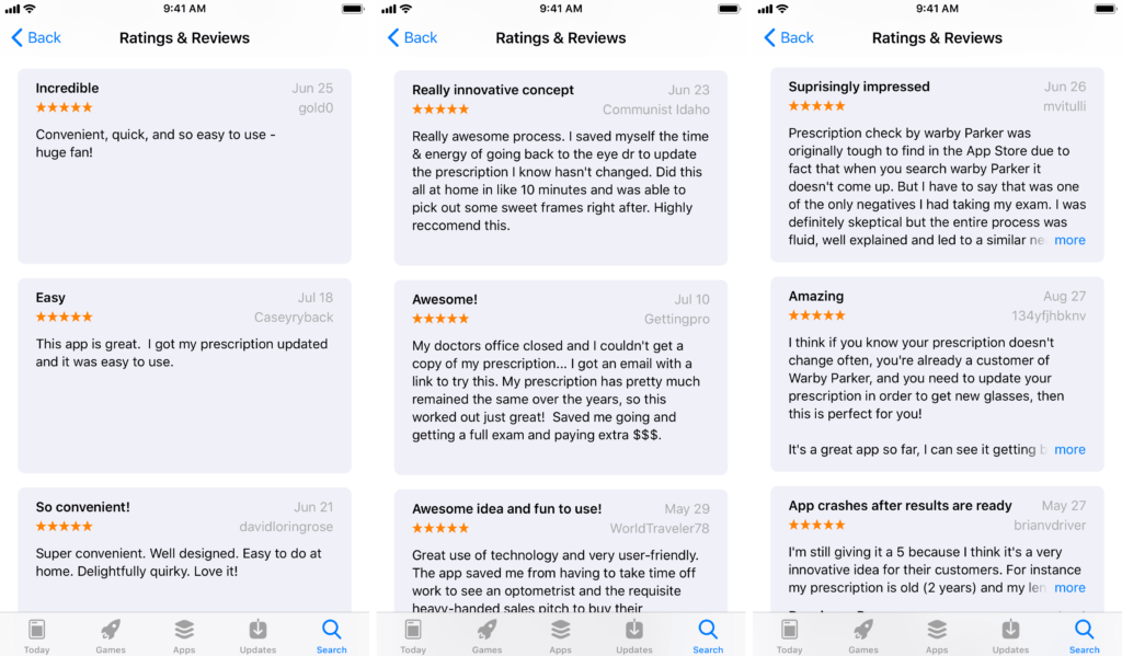 Warby Parker's stellar online reviews
