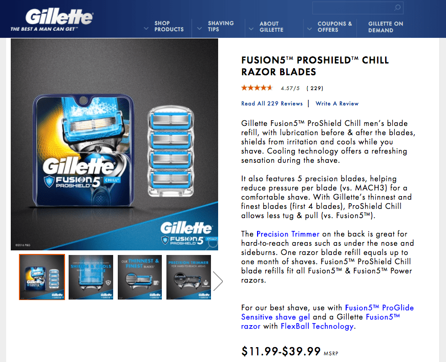 Gillette's Fusion5 razor blades
